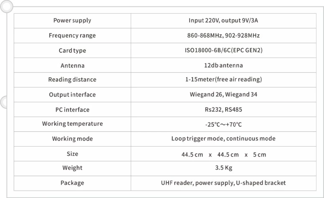ค่ารังสีต่ํา UHF ระยะยาว 15m ระยะตรวจจับสําหรับการจัดการที่จอดรถ 1